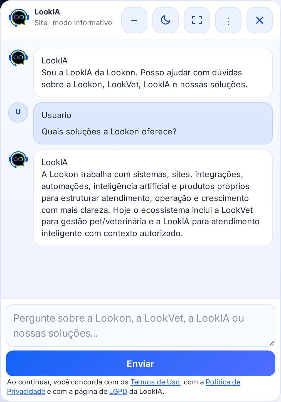 Painel da LookIA com contexto autorizado