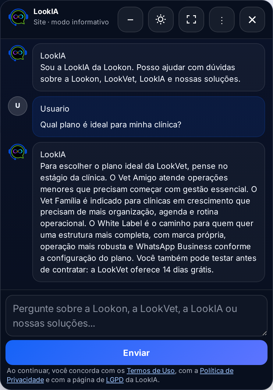 Atendimento comercial assistido pela LookIA